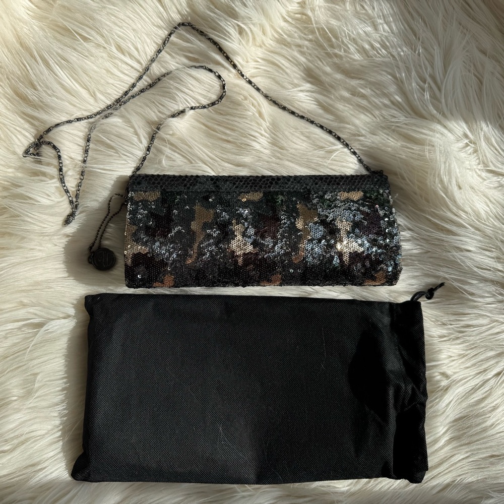 Big Buddha Santa Barbara Sequin Camo Evening Bag